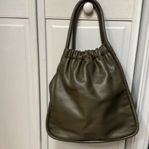 Virtually new Lulu Dharma khaki/sage bucket bag
